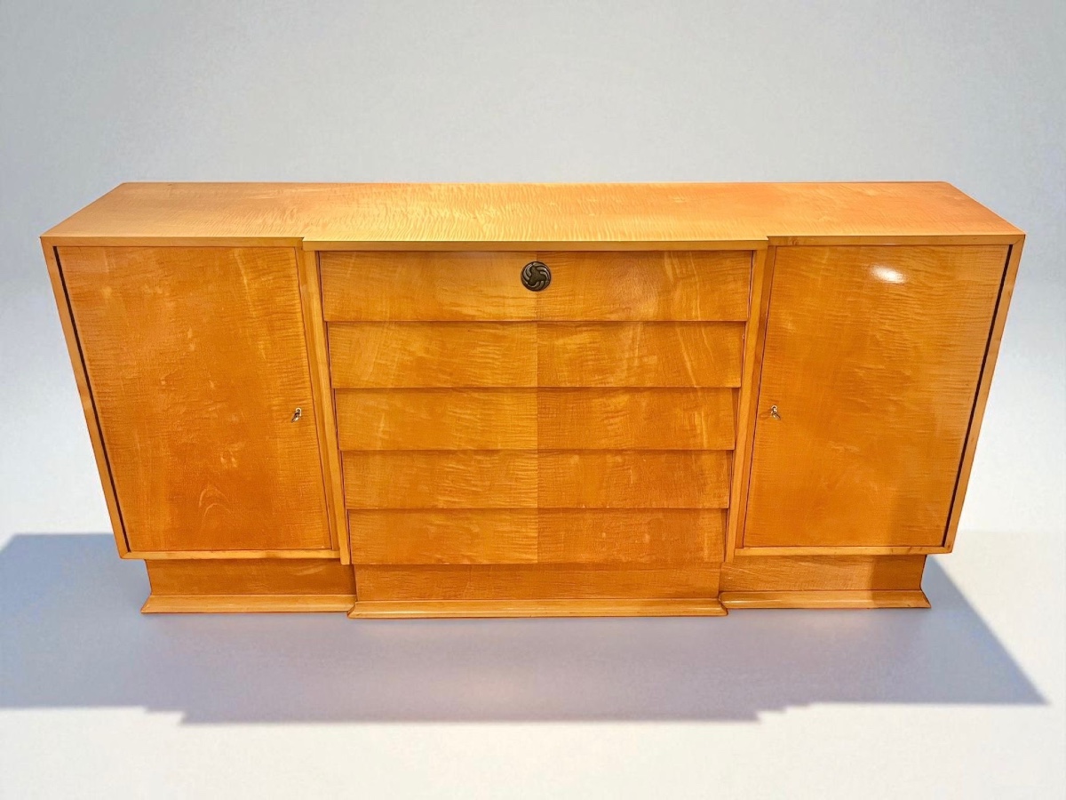 Meuble dressoir , érable sycomore verni , France 1955-photo-3